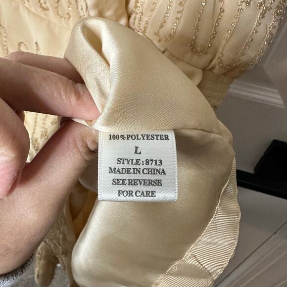 Freeway Sz Large‎ Cream Beaded Sequin Sleeveless Strappy Dressy Romper - Picture 5 of 7